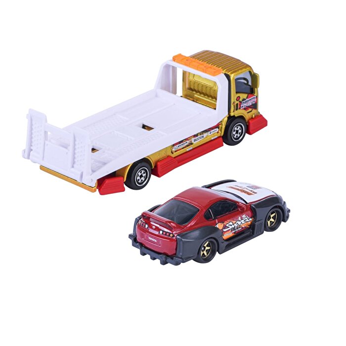 Majorette JDM Legends Tuning Transporter Isuzu NPR + Toyota Supra JZA80