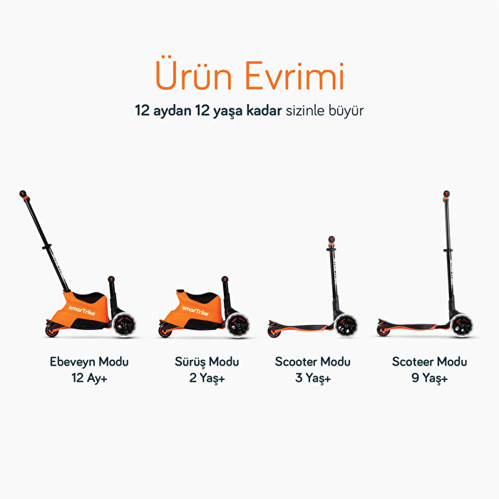 SmarTrike Xtend Büyüyebilen Ride On Scooter Turuncu