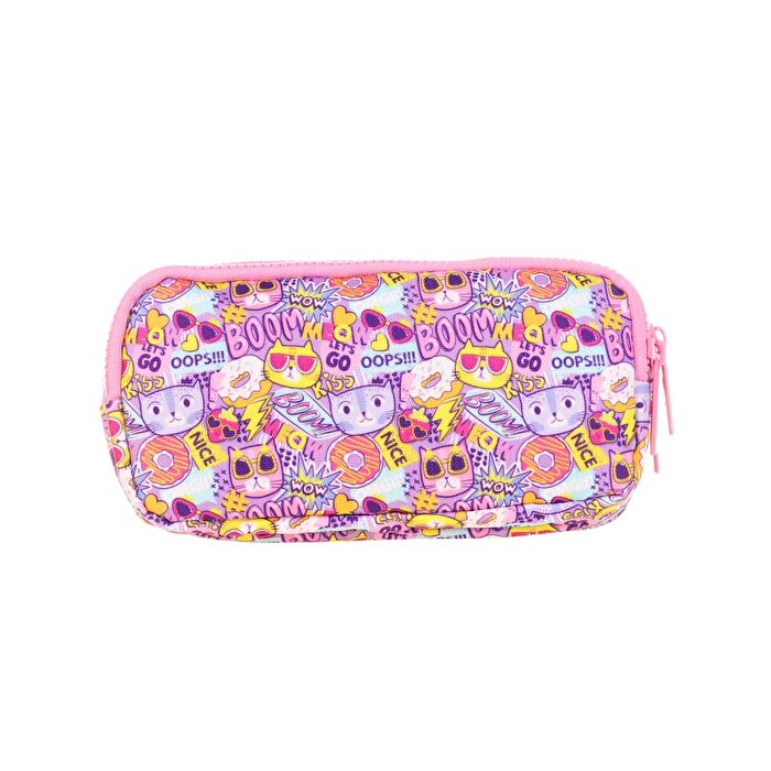 Kaukko Kids 3 Bölmeli Cute Face Cat Kalem Çantası