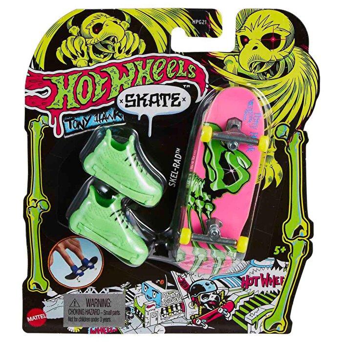 Hot Wheels Skate Neon Temalı Parmak Kaykay ve Ayakkabı Paketi Skel-Rad HPG27