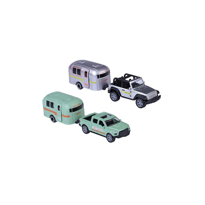 City Car Çek Bırak Karavanlı Die Cast Araba Gri