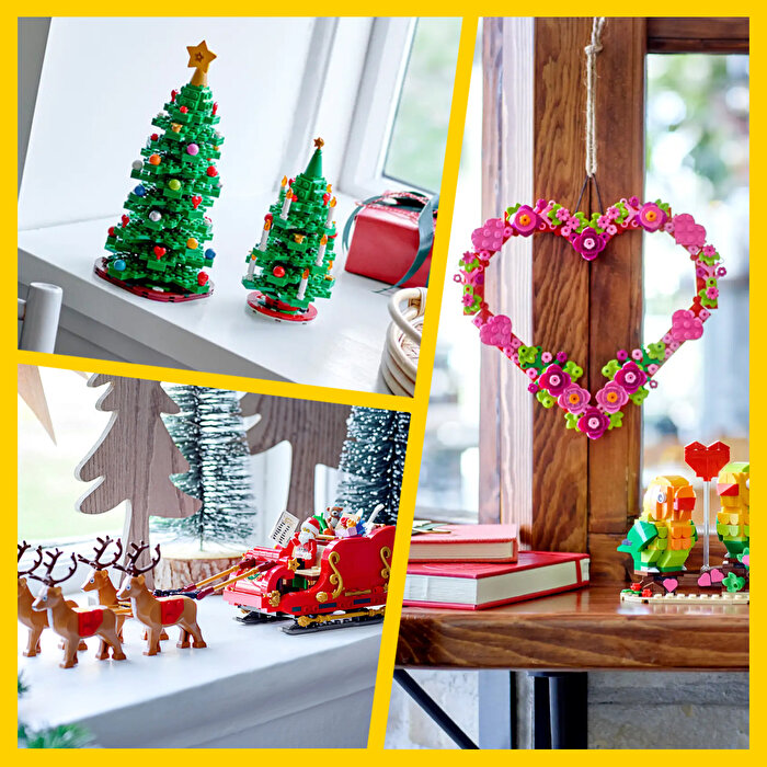 LEGO Yılbaşı Özel 3’lü Özel Set Paketi (Çam Ağacı + Noel Baba’nın Kızağı + Kalp Süsleme Seti)