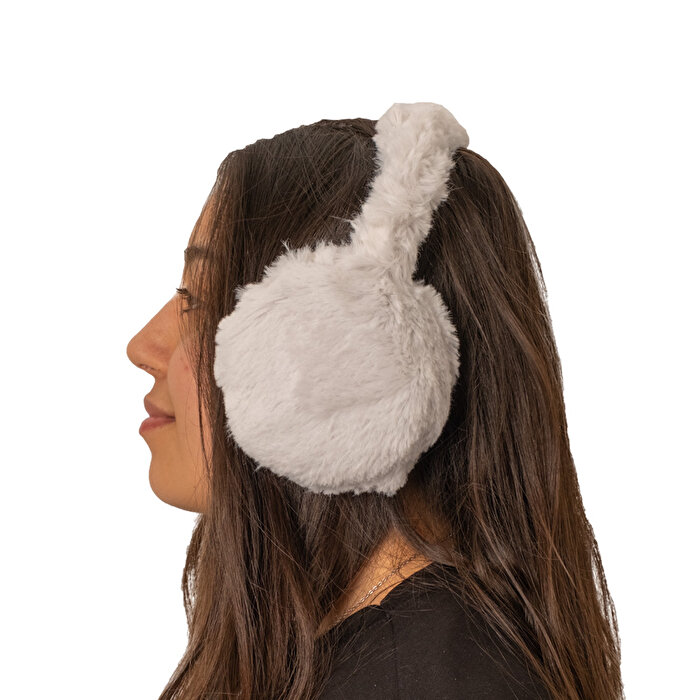 Peluş Kulaklık Açık Gri