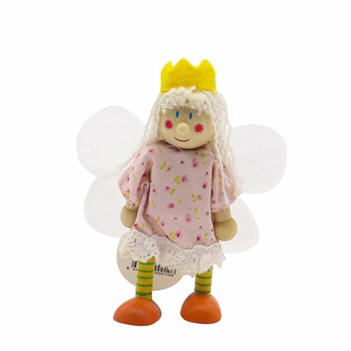 Ahşap Esnek Peri Bebeği Turuncu Ayakkabılı