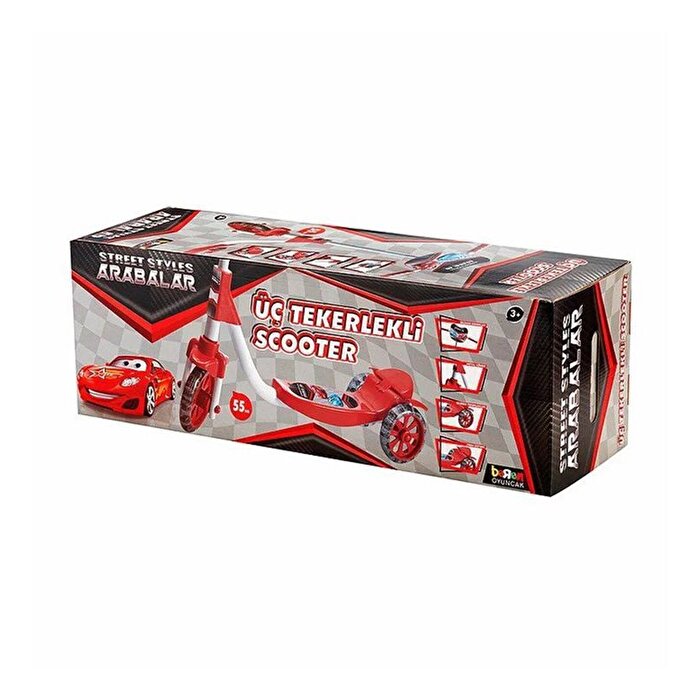 3 Tekerlekli Kırmızı Arabalı Scooter