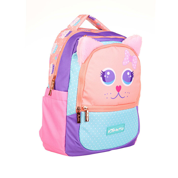 Kaukko Kids Cute Face Cat Okul Çantası