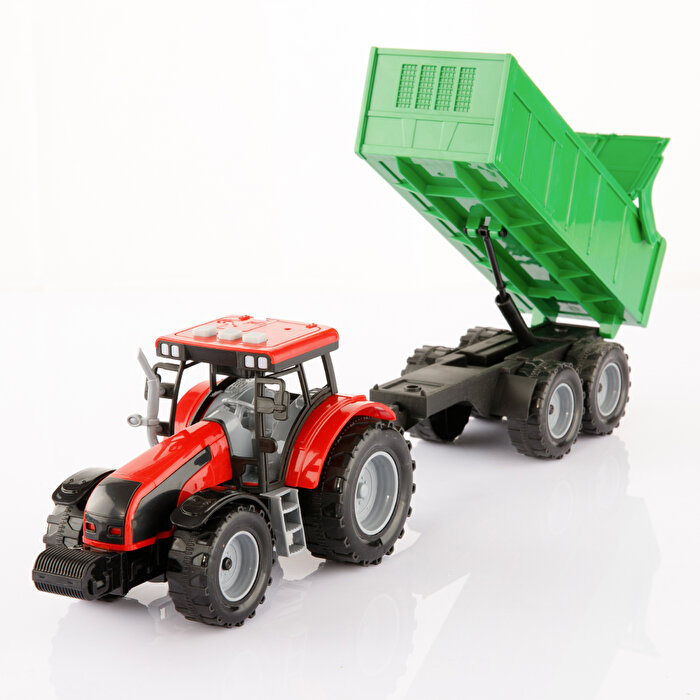 Römorklu Pilli Traktör Kırmızı