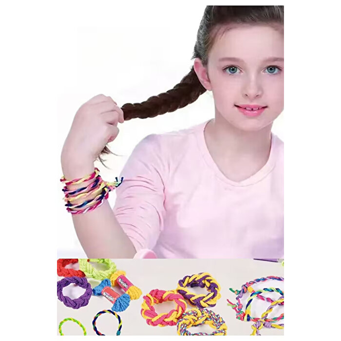 Renkli Boncuk ve İp Saç Bileklik Örgü Seti