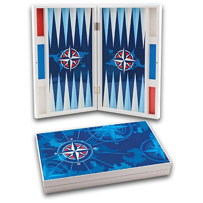 Elegance Parlak Pusula Desenli Mavi Tavla