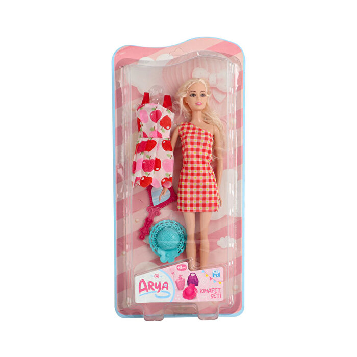 Arya Elbiseli Kıyafet Seti̇ Kare Desen Elbiseli