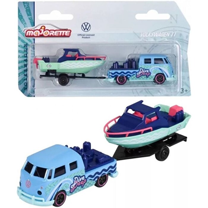 Majorette 1:64 The Originals Volkswagen T1 Taşıyıcı Tekne Mavi