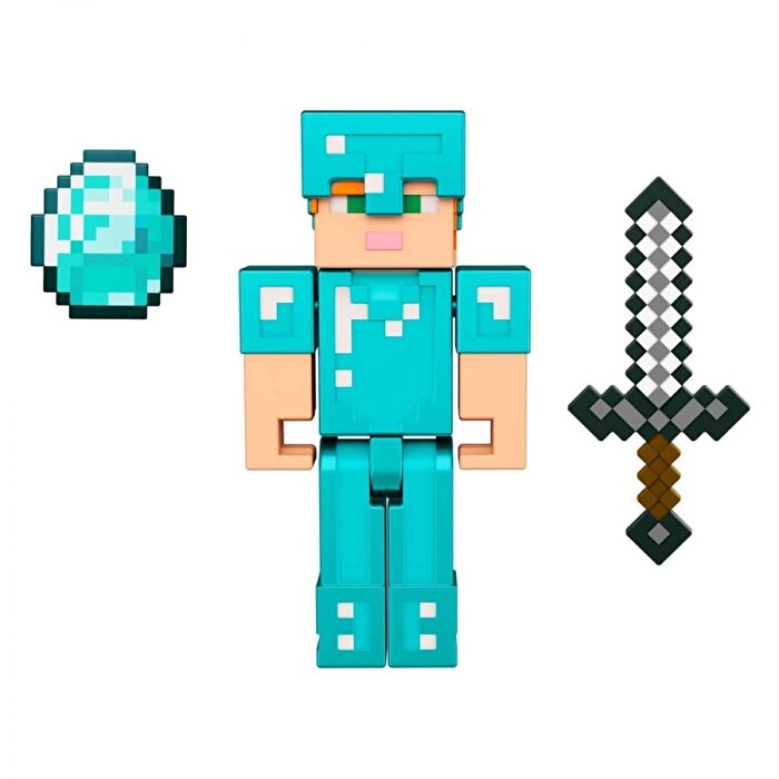 Minecraft Aksesuarlı Figürler Alex in Diamond Armor HTN09