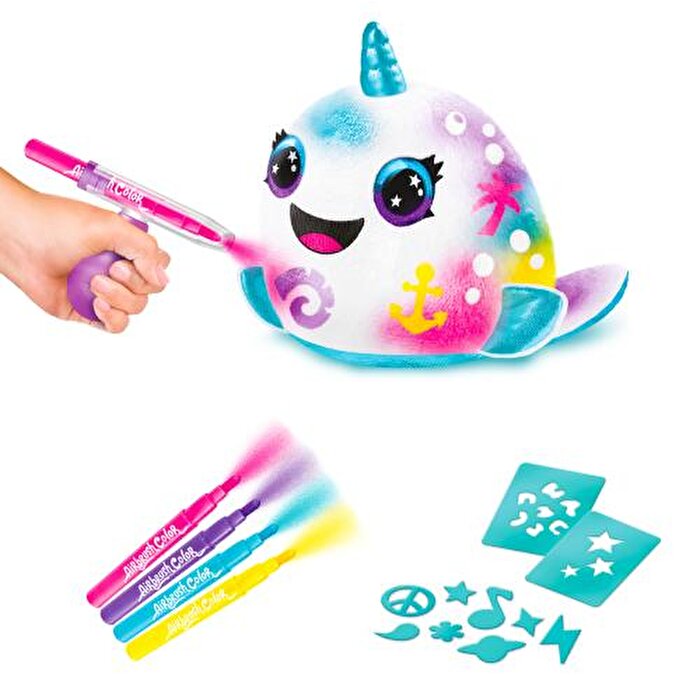 Airbrush Plush Sürpriz Squishy Paint Bucket Narwhal
