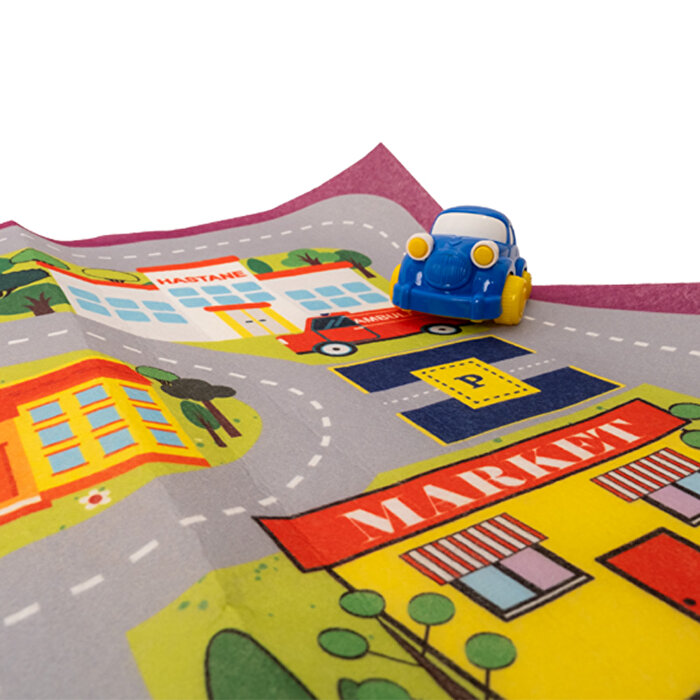 Afacan Arabalar ve Oyun Halısı Yeşil ve Mavi Araba