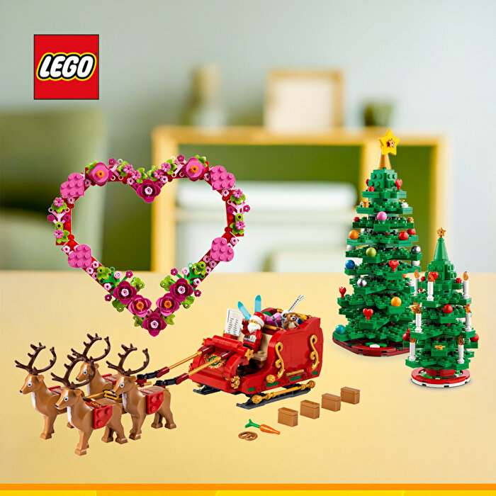 LEGO Yılbaşı Özel 3’lü Özel Set Paketi (Çam Ağacı + Noel Baba’nın Kızağı + Kalp Süsleme Seti)