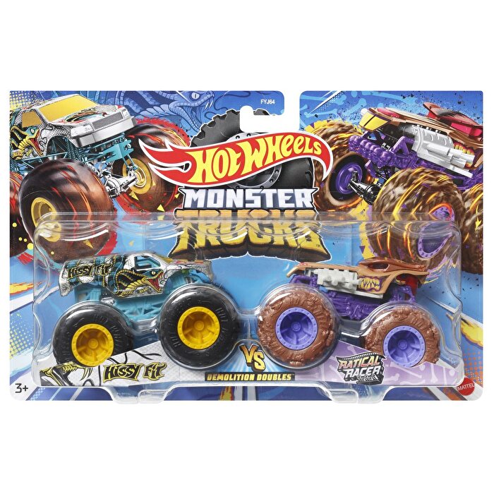 Hot Wheels Monster Trucks Güçlü İkili 1:64 Arabalar Hissy Fit vs Ratical Racer HLT61