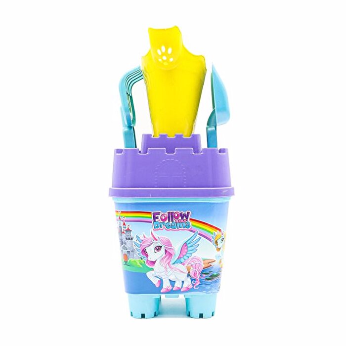 Resimli Mor Kapaklı Full Parçalı Sarı Suluklu Dev Kova Seti 1029