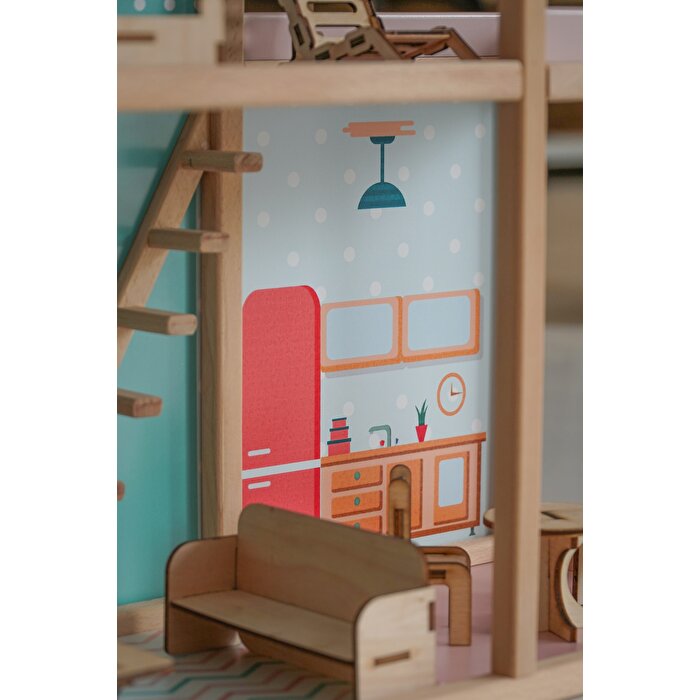 Ahşap Merdivenli Ev 1003 Mavi