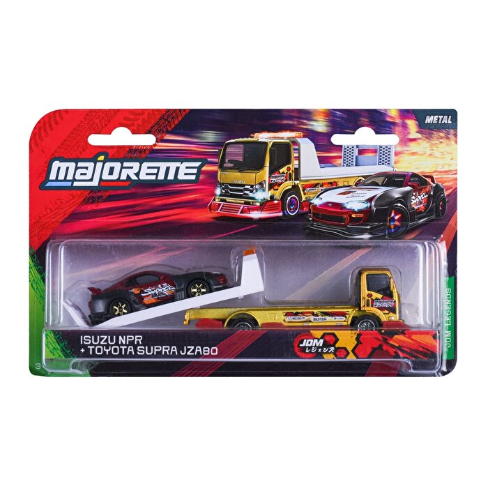 Majorette JDM Legends Tuning Transporter Isuzu NPR + Toyota Supra JZA80
