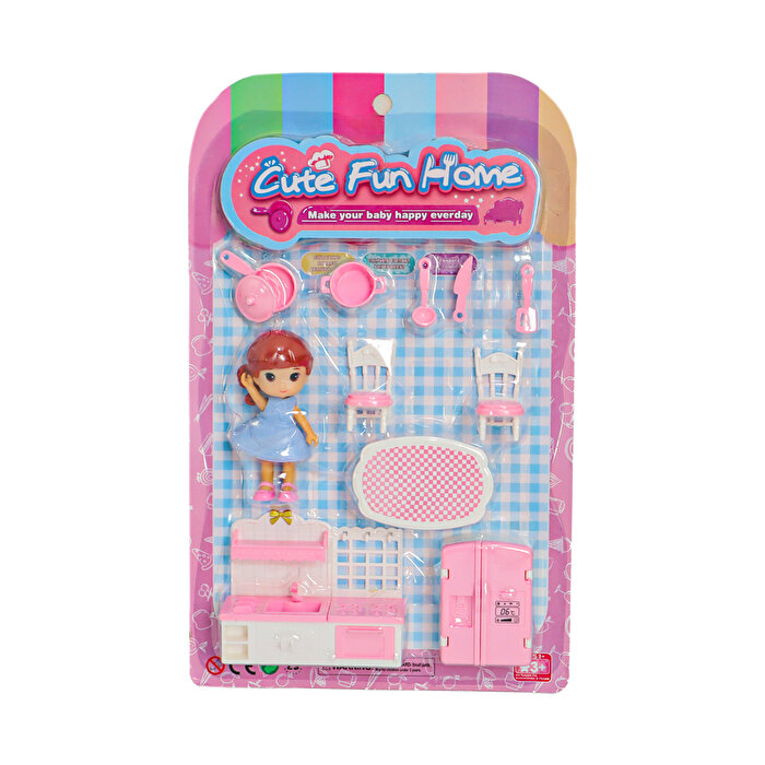 Mini Mutfak Aksesuar Setli Bebek Kahverengi Saçlı