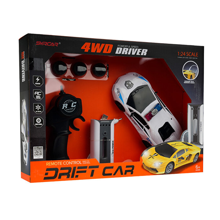 Şarj İstasyonlu Uzaktan Kumandalı Drift Beyaz Araba