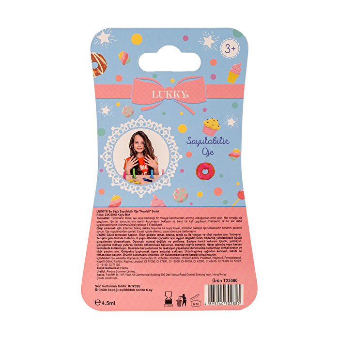 Lukky Su Bazlı Parlak Koyu Mor Konfeti Soyulabilir Oje