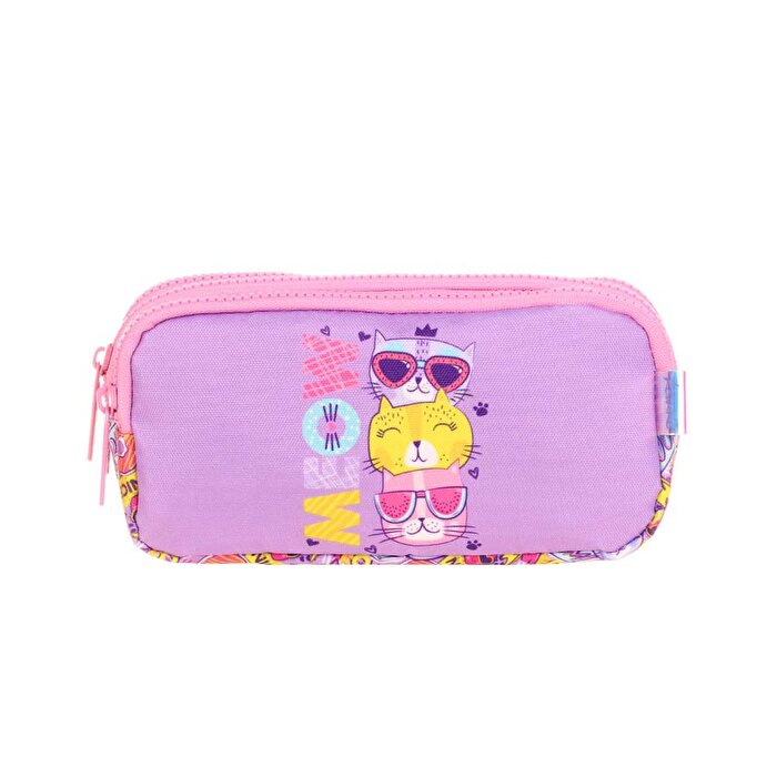 Kaukko Kids 3 Bölmeli Cute Face Cat Kalem Çantası