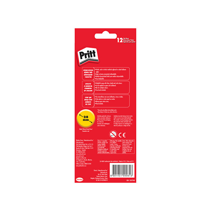 Pritt 12 Renk Sulu Boya Büyük Tablet