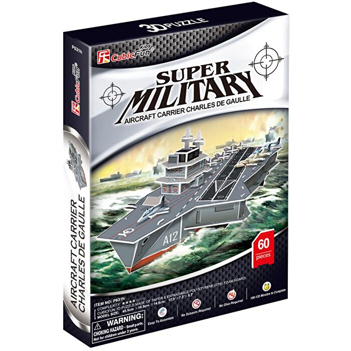 Cubic Fun 3D Puzzle 60 Parça Charles De Gaulle Uçak Gemisi