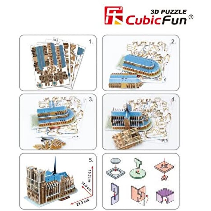 Cubic Fun 3D Puzzle 40 Parça Notre Dame Kilisesi Fransa