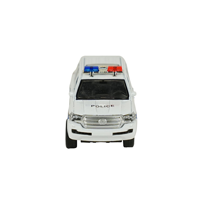 Sesli Işıklı Metal Çek Bırak Polis Arabası Beyaz Jeep