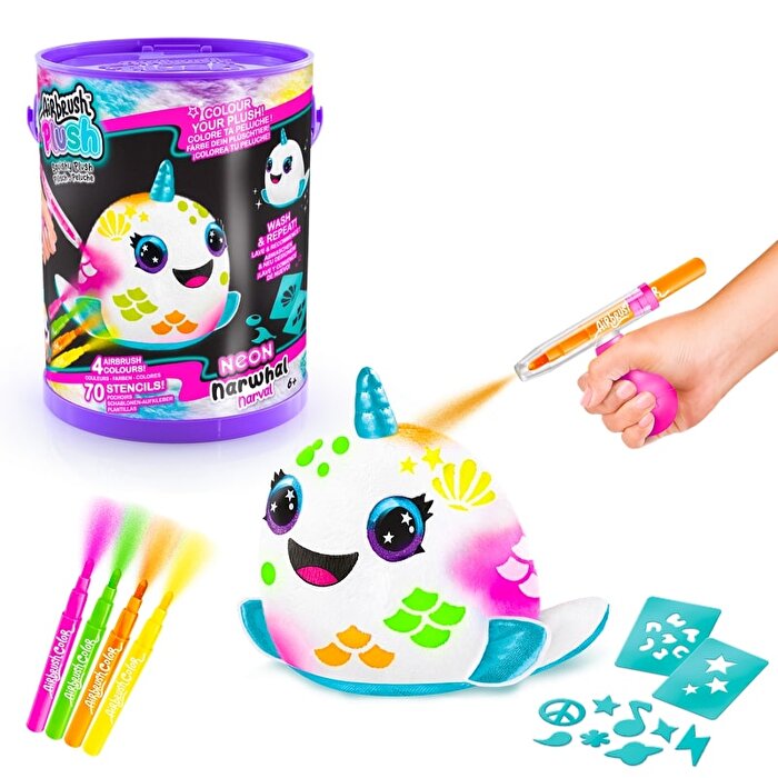 Airbrush Plush Squishy Peluş Neon Narwhal