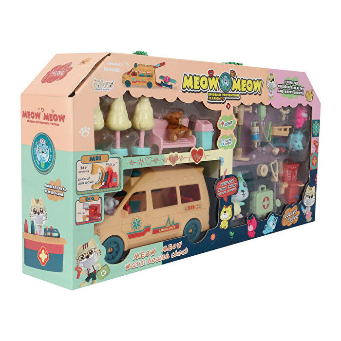 Meow Meow Sarı Sesli Işıklı Ambulans Oyun Seti Seri 2