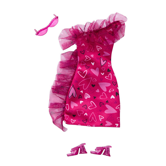 Barbie'nin Kıyafet Koleksiyonu Kalp Desenli Elbise HRH36