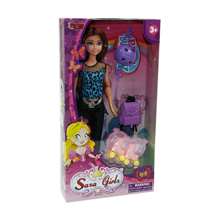 Sasa Girls Paten Aksesuarlı Esmer Bebek