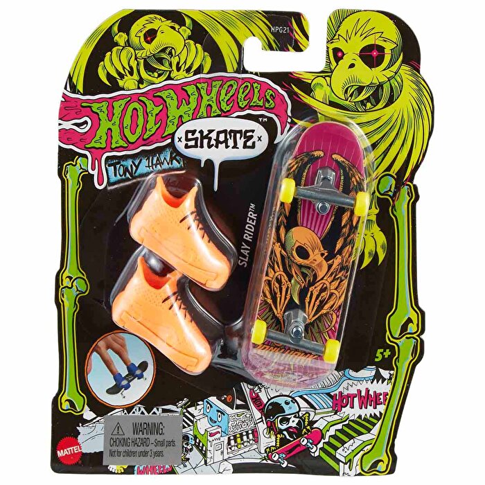 Hot Wheels Skate Neon Temalı Parmak Kaykay ve Ayakkabı Paketi Slay Rider