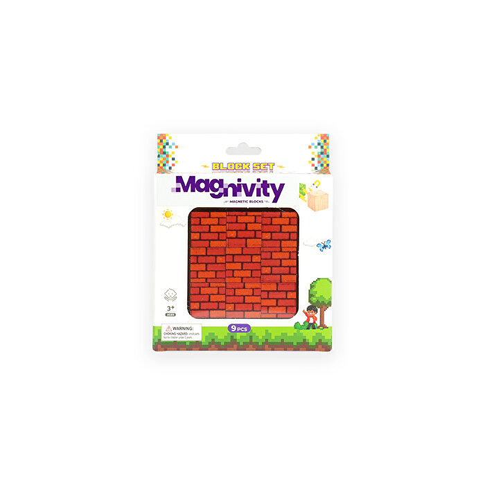 Magnivity Manyetik Bloklar Tuğla Desenli Blok 9 Parça