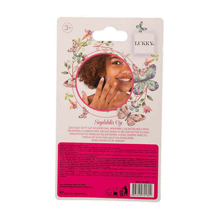 Lukky Su Bazlı 2'si 1 arada Soyulabilir Pembe Oje