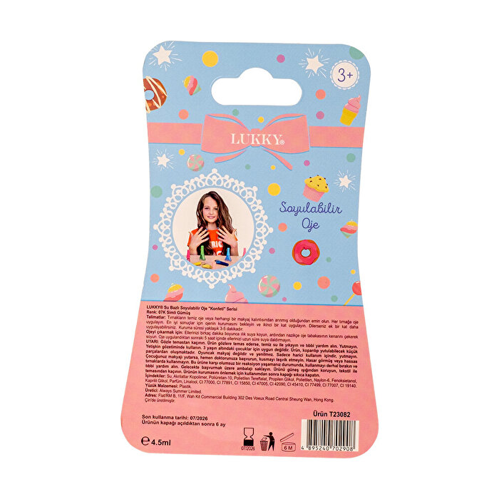 Lukky Su Bazlı Parlak Gümüş Konfeti Soyulabilir Oje