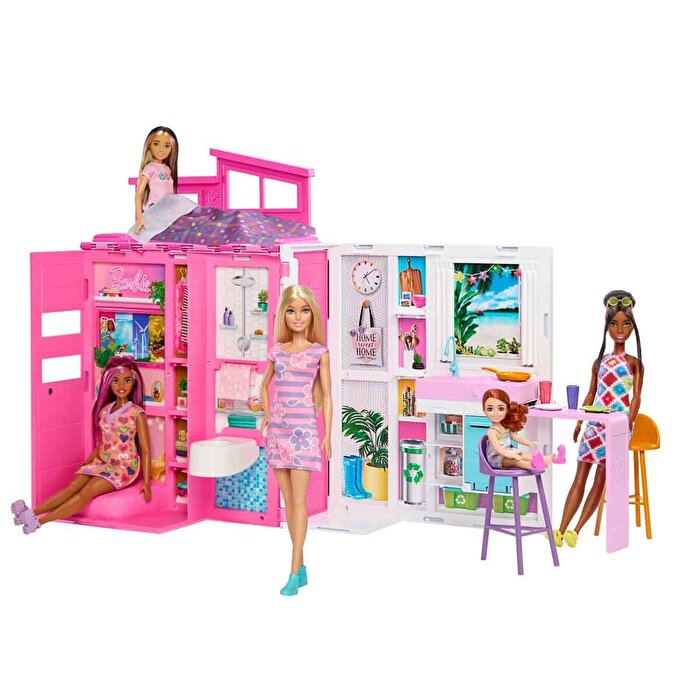 Barbie Portatif Tatil Evi Bebek ve Oyun Seti HRJ77