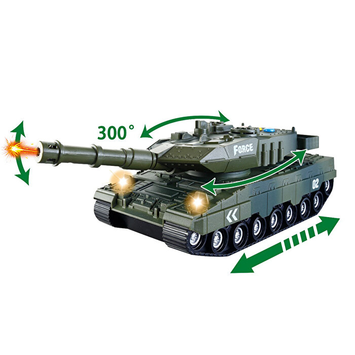 Sür Gitsin Sesli Işıklı Yeşil Askeri Tank