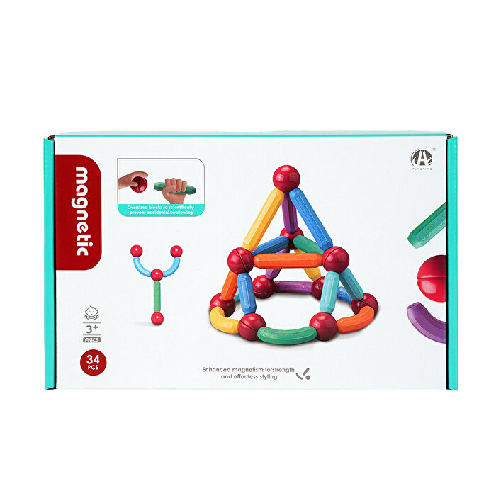 Manyetik Renkli  Yapı Çubuklar 34 Parça
