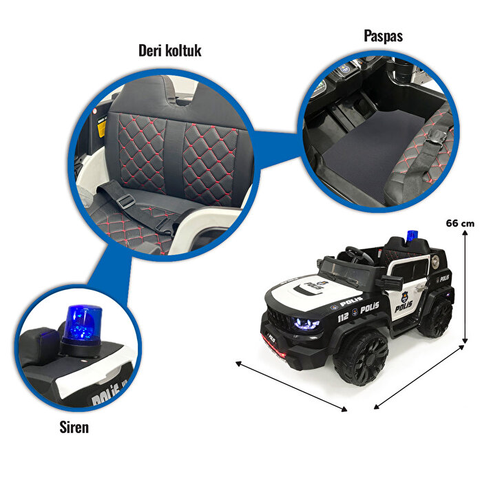 İzni̇k Poli̇s 12 Volt Akülü Araba