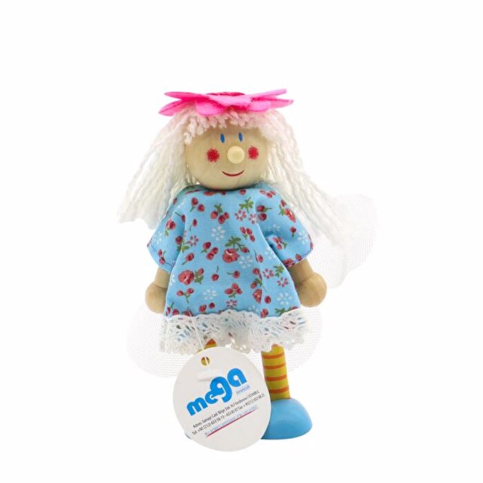 Ahşap Esnek Peri Bebeği Mavi Ayakkabılı