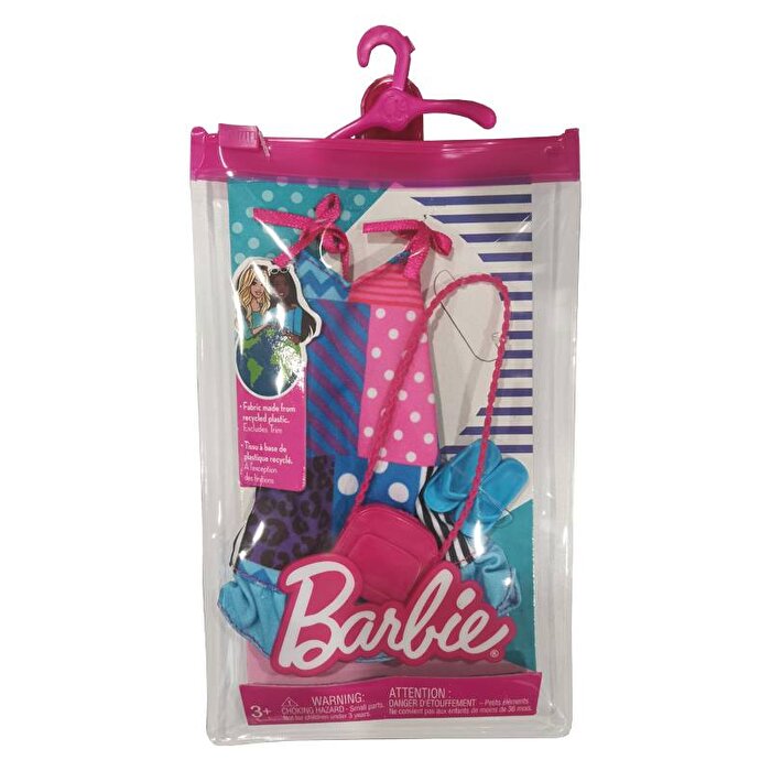 Barbie'nin Kıyafet Koleksiyonu Beyaz Puantiyeli Pembe Çantalı HBV36