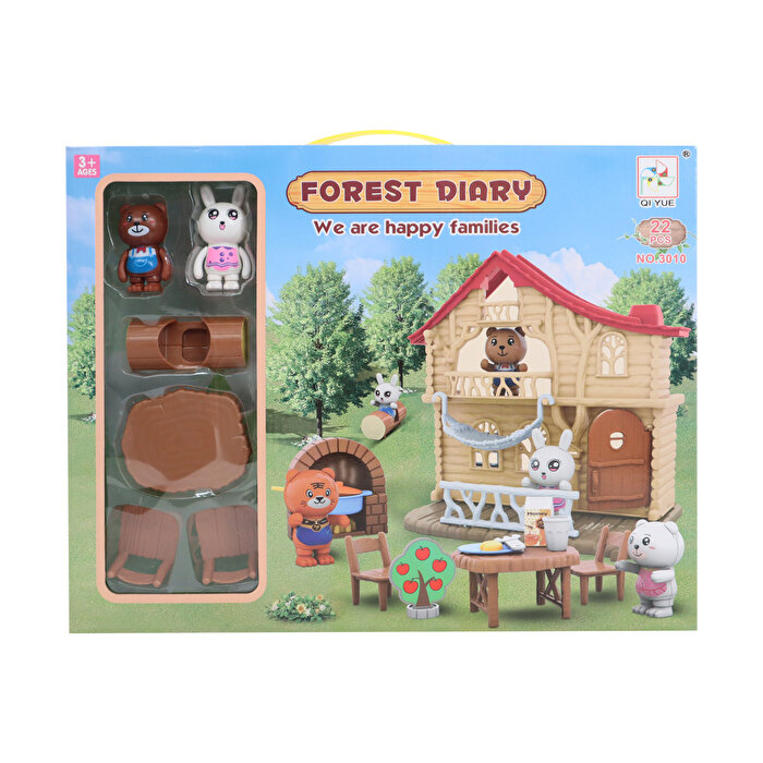 Kırmızı Çatılı Orman Evi ve Figürler