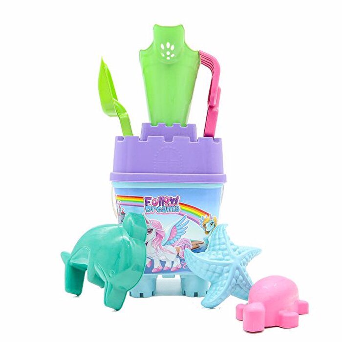 Resimli Mor Kapaklı Full Parçalı Yeşil Suluklu Dev Kova Seti 1029