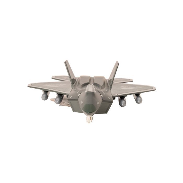 Metal Çek Bırak Savaş Uçağı Gri